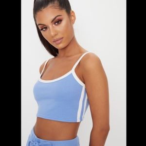 Baby Blue Contrast Stripe Crop Top